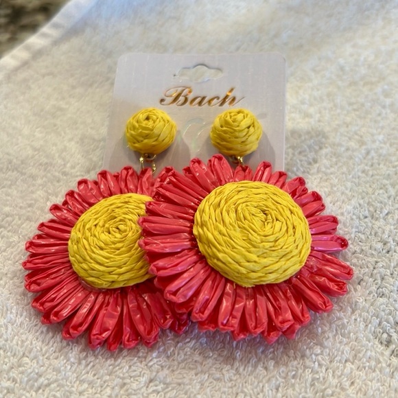 NWT Yellow and Pink Floral Earrings - Picture 2 of 2